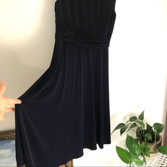 Navy Blue Minimalist A Line Midi Dress - Picture 5 of 9